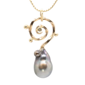 Eye of the Tiger - Guld 14kt, Tahiti perle & brilliant