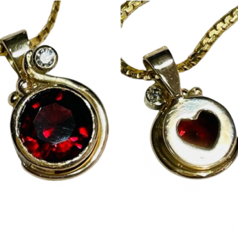Heartbeat - 14kt guld, granat & brilliant